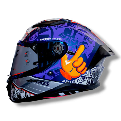 Casco Axxis Panther Sketch morado Brillo