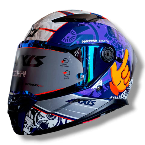 Casco Axxis Panther Sketch morado Brillo