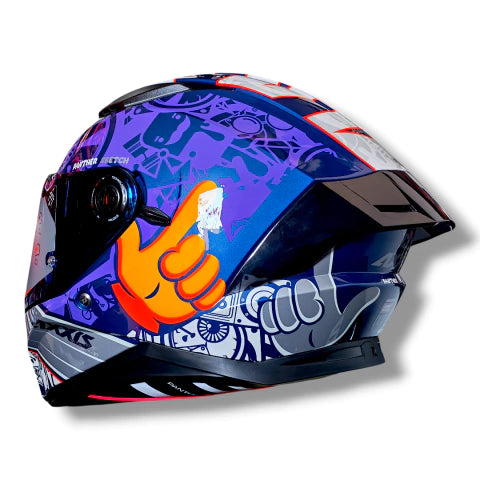 Casco Axxis Panther Sketch morado Brillo