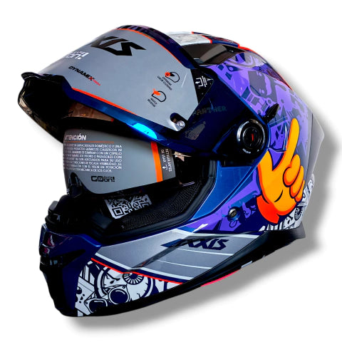 Casco Axxis Panther Sketch morado Brillo
