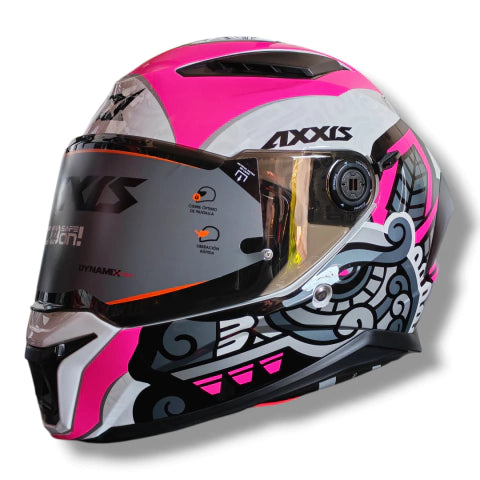 Casco Axxis Panther Punch Blanco/Rosa Brillo