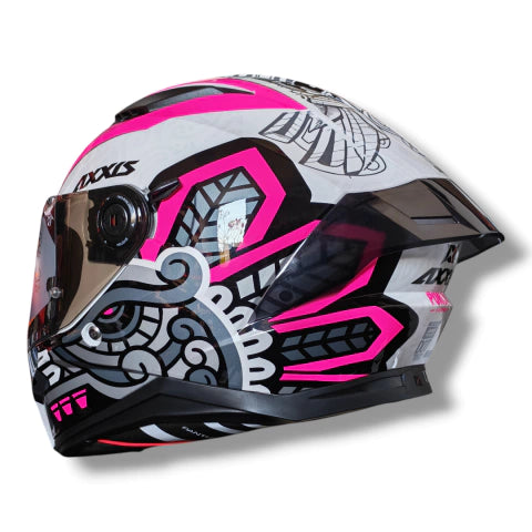 Casco Axxis Panther Punch Blanco/Rosa Brillo