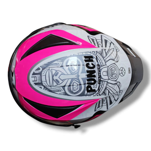 Casco Axxis Panther Punch Blanco/Rosa Brillo