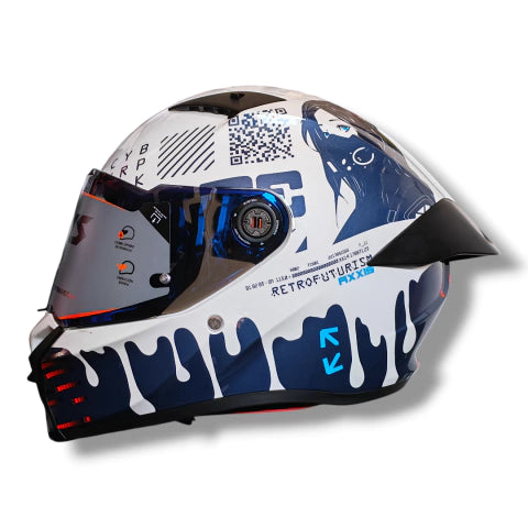 Casco integral Axxis Fenix Cyberpunk Blanco/Azul