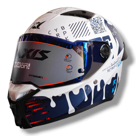 Casco integral Axxis Fenix Cyberpunk Blanco/Azul