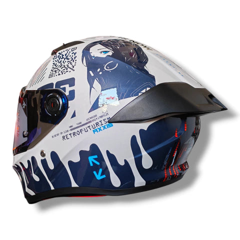 Casco integral Axxis Fenix Cyberpunk Blanco/Azul