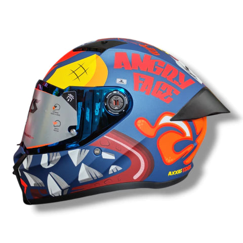 Casco integral Axxis Fenix Angry Face Azul Mate