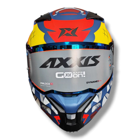 Casco integral Axxis Fenix Angry Face Azul Mate